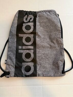 adidas Gray and Black Drawstring Gym Sack